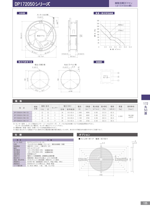 樹脂羽根DCファン　DP172050シリーズ (株式会社廣澤精機製作所) のカタログ