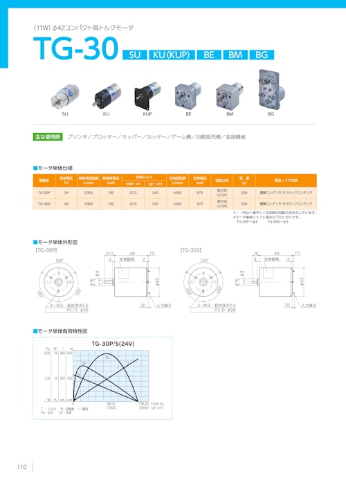 DCモーター　TG-30 BE (共栄通信工業株式会社) のカタログ