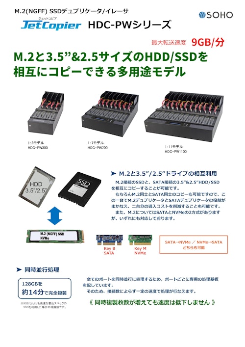 M.2/SATA SSDデュプリケーター・消去機 JetCopier HDC-PWシリーズ (株式会社創朋) のカタログ