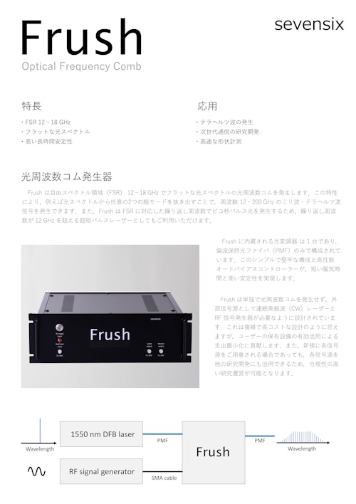 光周波数コム発生器 Frush/チャネル間隔12-18 GHz (セブンシックス株式会社) のカタログ