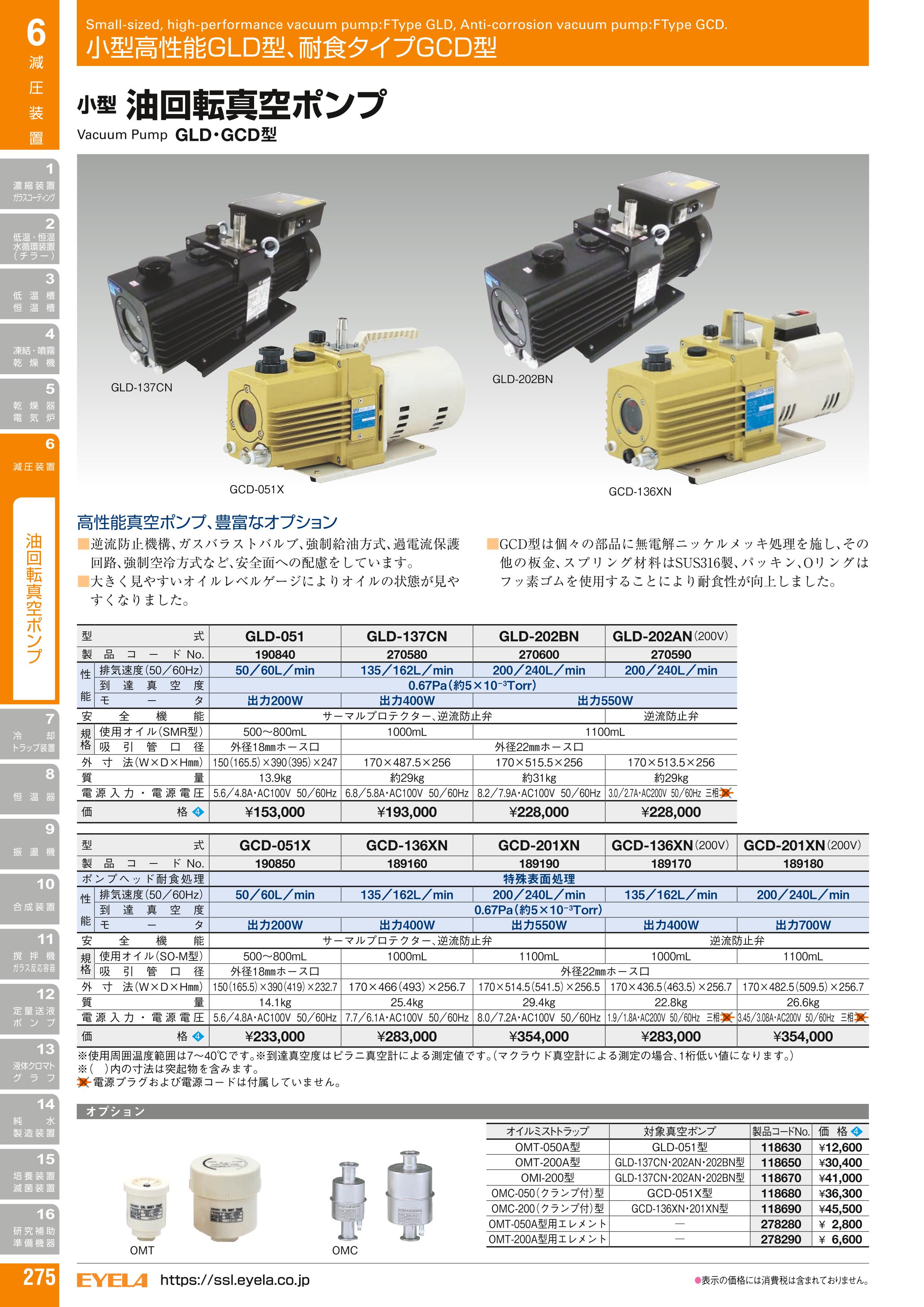 油回転真空ポンプ W2V20