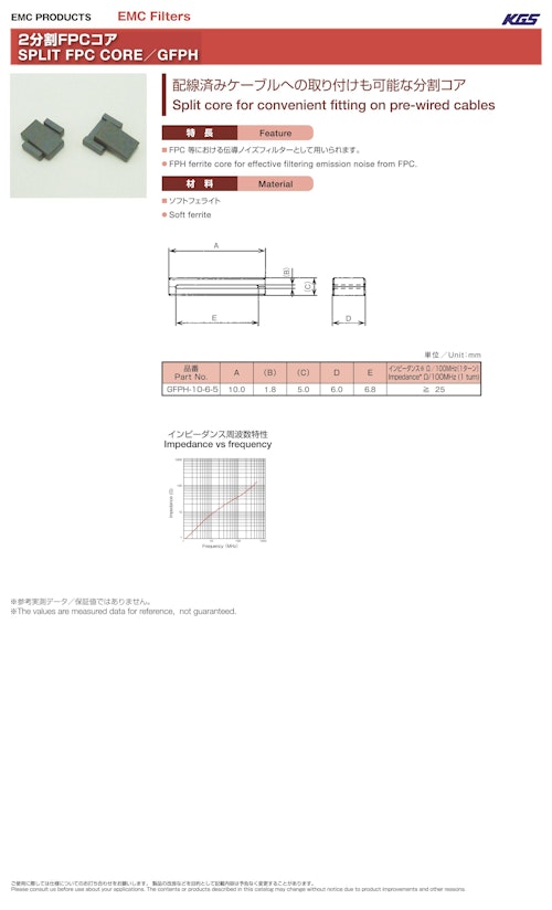 ２分割FPCコア　GFPH (北川工業株式会社) のカタログ