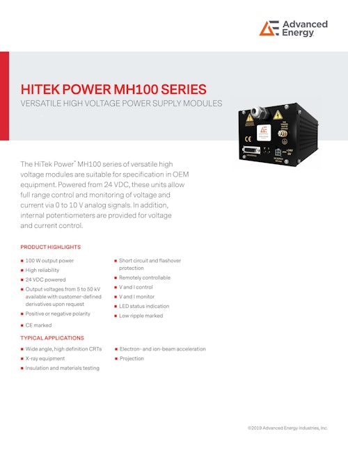 HITEK POWER MH100 SERIES (Advanced Energy Industries, Inc.) のカタログ