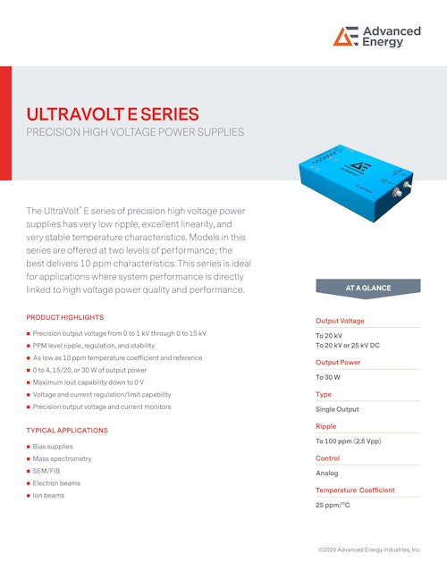 ULTRAVOLT E SERIES (Advanced Energy Industries, Inc.) のカタログ