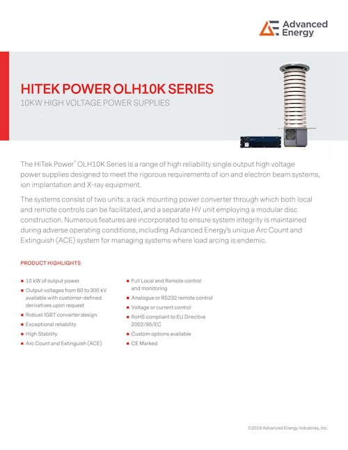 HITEK POWER OLH10K SERIES (Advanced Energy Industries, Inc.) のカタログ