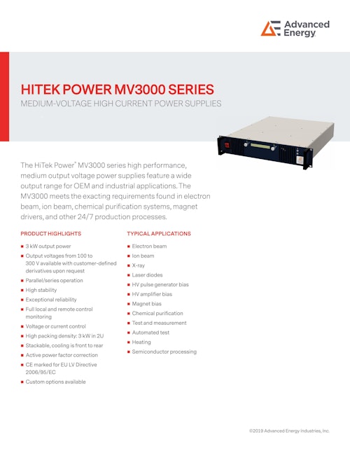 HITEK POWER MV3000 SERIES (Advanced Energy Industries, Inc.) のカタログ