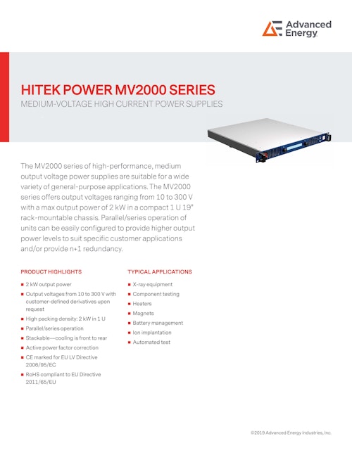 HITEK POWER MV2000 SERIES (Advanced Energy Industries, Inc.) のカタログ