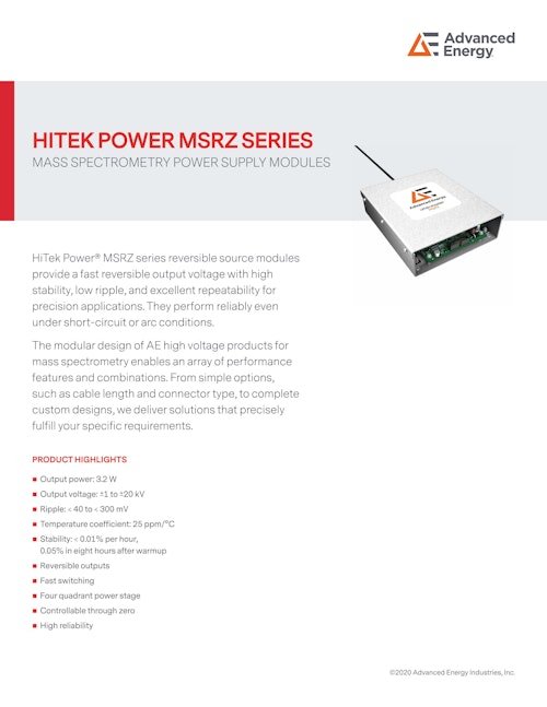 HITEK POWER MSRZ SERIES (Advanced Energy Industries, Inc.) のカタログ