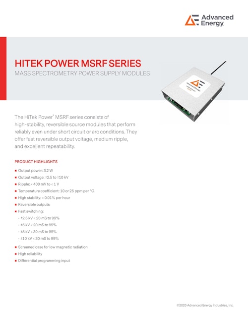 HITEK POWER MSRF SERIES (Advanced Energy Industries, Inc.) のカタログ