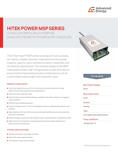 HITEK POWER MSP SERIES (Advanced Energy Industries, Inc.) のカタログ