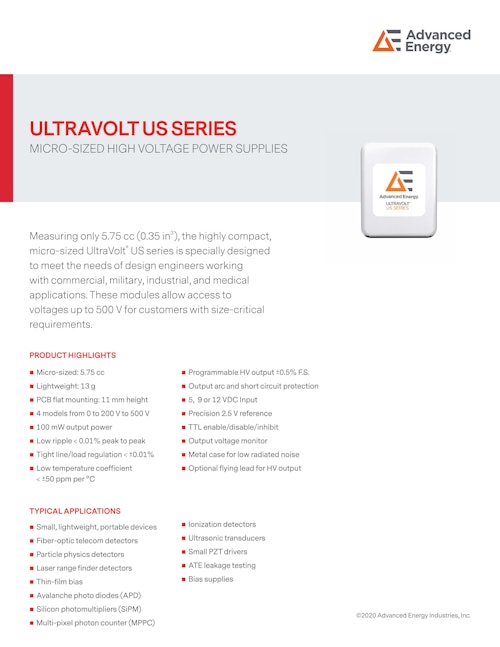ULTRAVOLT US SERIES (Advanced Energy Industries, Inc.) のカタログ