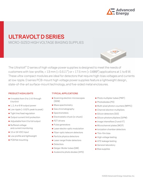 ULTRAVOLT D SERIES (Advanced Energy Industries, Inc.) のカタログ