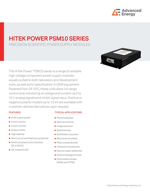 HITEK POWER PSM10 SERIES (Advanced Energy Industries, Inc.) のカタログ