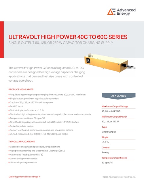 ULTRAVOLT HIGH POWER 40C TO 60C SERIES (Advanced Energy Industries, Inc.) のカタログ