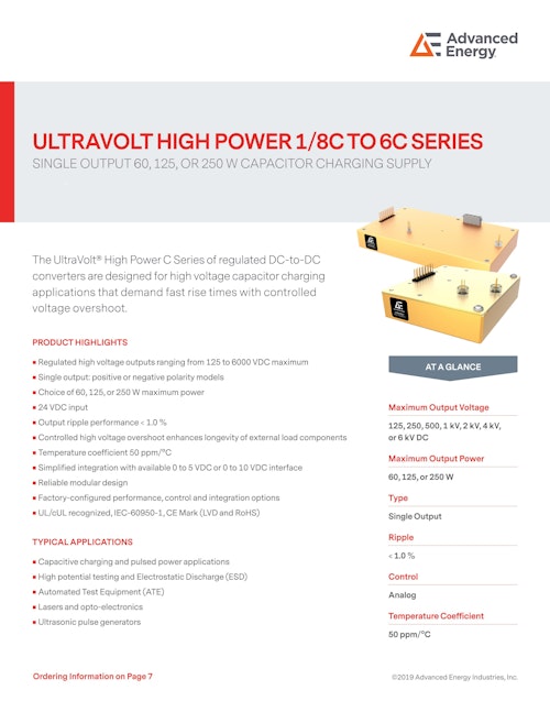 ULTRAVOLT HIGH POWER 1/8C TO 6C SERIES (Advanced Energy Industries, Inc.) のカタログ