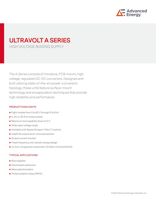 ULTRAVOLT A SERIES (Advanced Energy Industries, Inc.) のカタログ