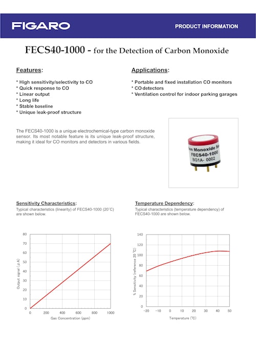 FECS40-1000　for the Detection of Carbon Monoxide (フィガロ技研株式会社) のカタログ