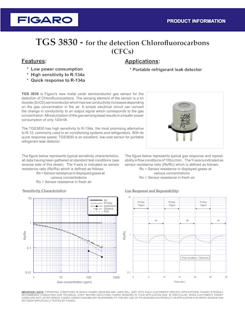TGS3830　for the detection Chlorofluorocarbons (フィガロ技研株式会社) のカタログ