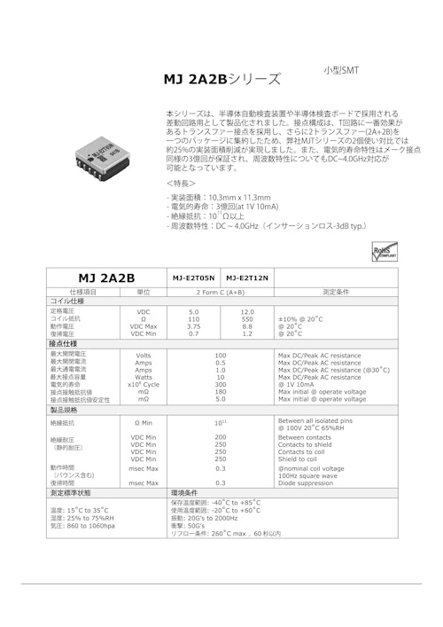 サーフェースマウント型　MJ2A2Bシリーズ　MJ-E2T05N/MJ2T12N (サンユー工業株式会社) のカタログ