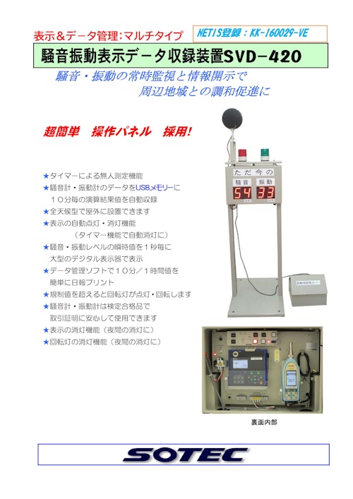 騒音振動表示データ収録装置 SVD420 (株式会社ソーテック) の 騒音振動表示データ収録装置 SVD420 (株式会社ソーテック) の