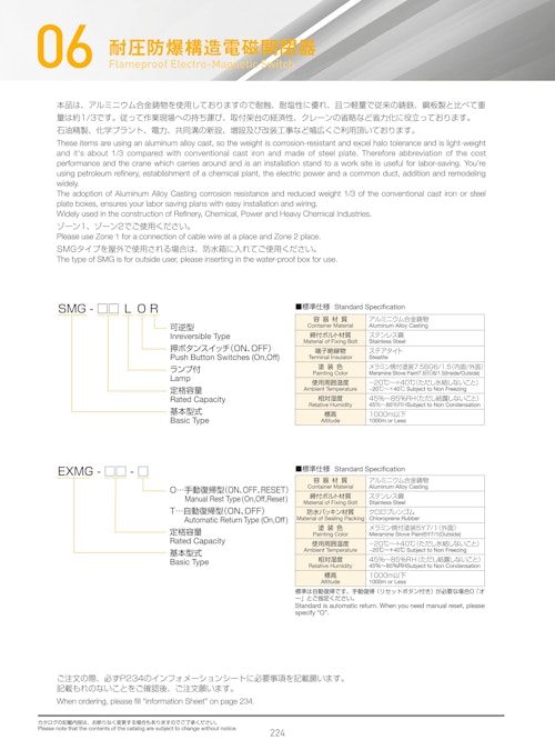耐圧防爆構造電磁開閉器 (島田電機株式会社) のカタログ