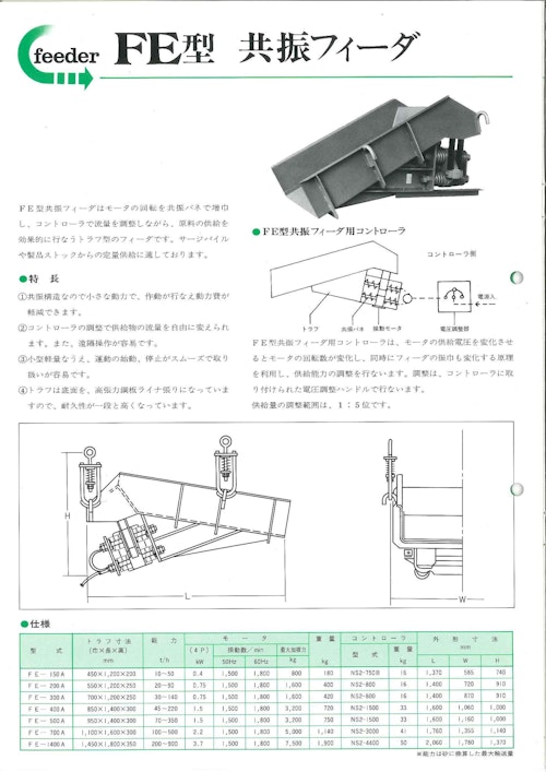 FE型　共振フィーダ (株式会社氣工社) のカタログ