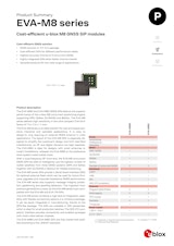 EVA-M8 series　Cost-efficient u-blox M8 GNSS SiP modulesのカタログ
