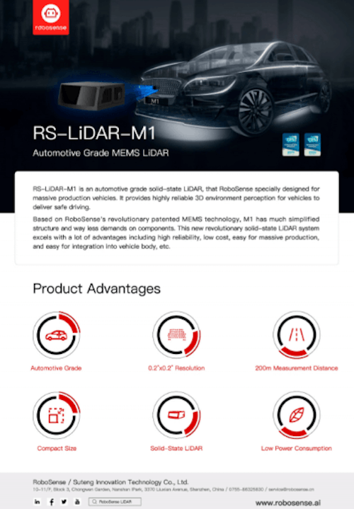 RS-LiDAR-M1 Brochure (Suteng Innovation Technology Co., LTD) のカタログ