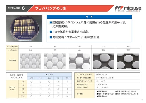 ウェハへのめっき (株式会社三ツ矢) のカタログ