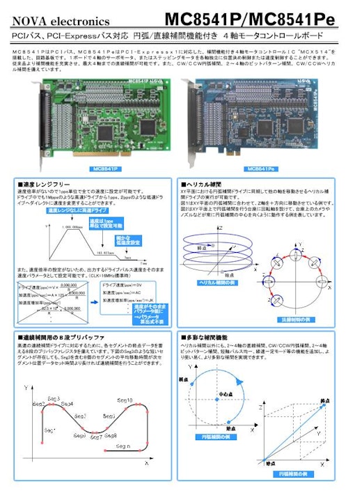 MC8541P, MC8541Pe ４軸モーションコントロールボード (株式会社ノヴァエレクトロニクス) のカタログ