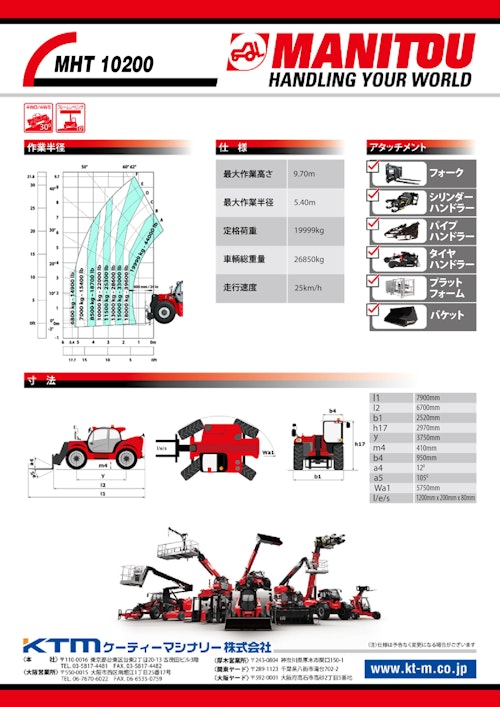 テレハンドラー【MHT10200】 (ケーティーマシナリー株式会社) のカタログ