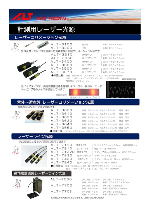 計測用レーザー光源 (エーエルティー株式会社) のカタログ