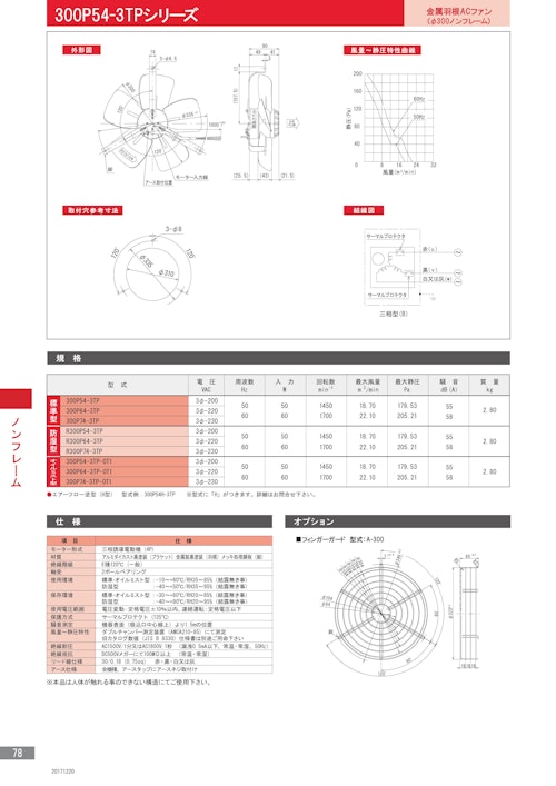金属羽根ACファンモーター　300P54-3TPシリーズ (株式会社廣澤精機製作所) のカタログ