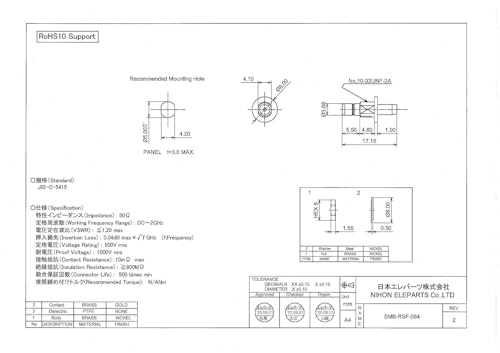 SMB-RSF-084 (日本エレパーツ株式会社) のカタログ