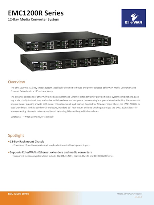 EMC1200R Series　集合メディコンラック・メディアコンバータ (EtherWAN Systems, Inc.) のカタログ