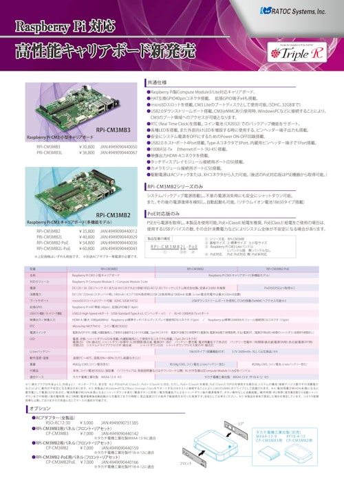 Raspberry Pi対応高性能キャリアボード (ラトックシステム株式会社) のカタログ