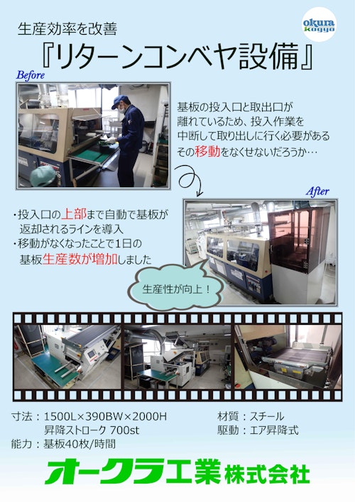 【事例】既設生産機にリフタとコンベヤを新設 (オークラ工業株式会社) のカタログ