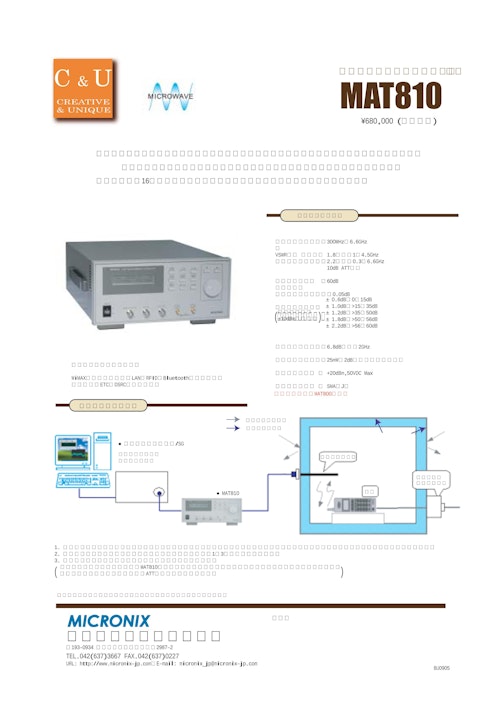 高速プログラマブルアッテネータ MAT810 (マイクロニクス株式会社) のカタログ