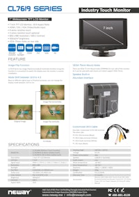 7インチ タッチパネル搭載　小型液晶モニター NEWAY CL7619NTA 【サンテックス株式会社のカタログ】