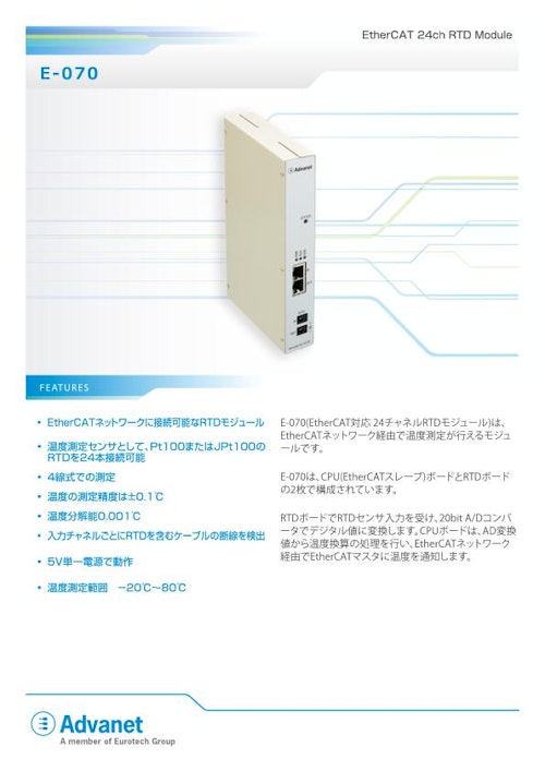 【E-070】EtherCAT® 24ch RTD スレーブデバイス (株式会社アドバネット) のカタログ