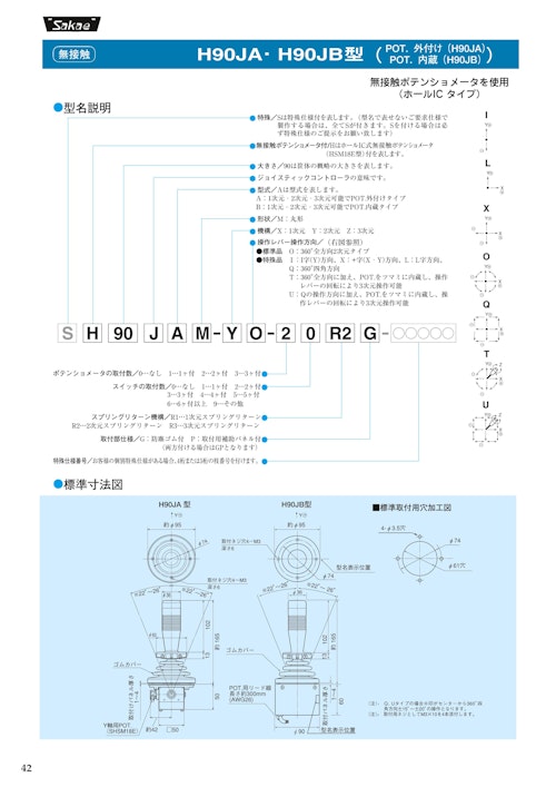 ジョイスティックコントローラ　H90JA、H90JB (共栄通信工業株式会社) のカタログ