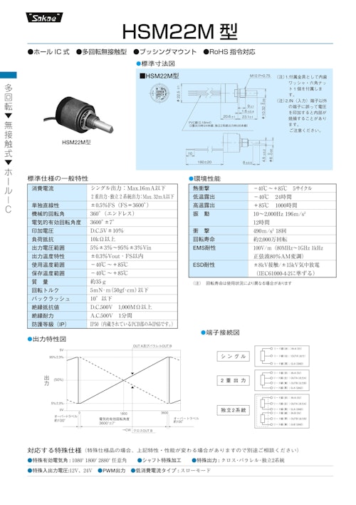 多回転ポテンショメータ-無接触式　HSM22M (共栄通信工業株式会社) のカタログ