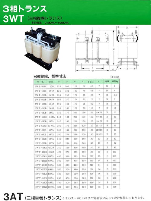 電源トランス　3相トランス3WT (共栄通信工業株式会社) のカタログ