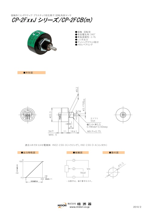 ポテンショメータ / 回転　CP-2FxxJシリーズ / CP-2FCB(m) (共栄通信工業株式会社) のカタログ