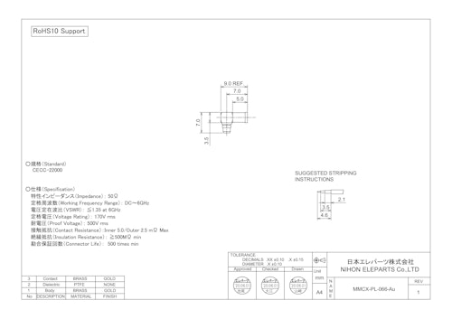 MMCX-PL-066-AU (日本エレパーツ株式会社) のカタログ