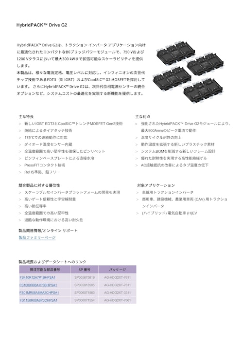 HybridPACK™ Drive G2 (インフィニオンテクノロジーズジャパン株式会社) のカタログ