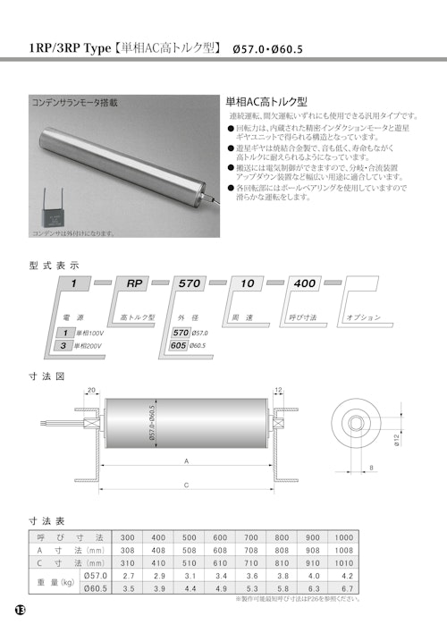 ウェストンローラー　1RP Series（高トルク型） (共栄通信工業株式会社) のカタログ