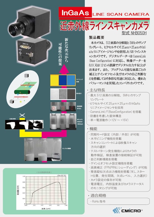 【NHB050H】近赤外線ラインスキャンカメラ (株式会社シーマイクロ) のカタログ