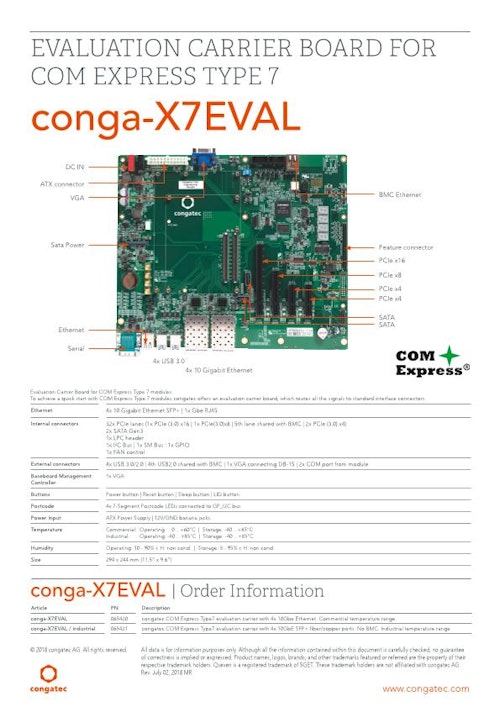 COM Express Type 7 評価ボード: conga-X7EVAL (コンガテックジャパン株式会社) のカタログ