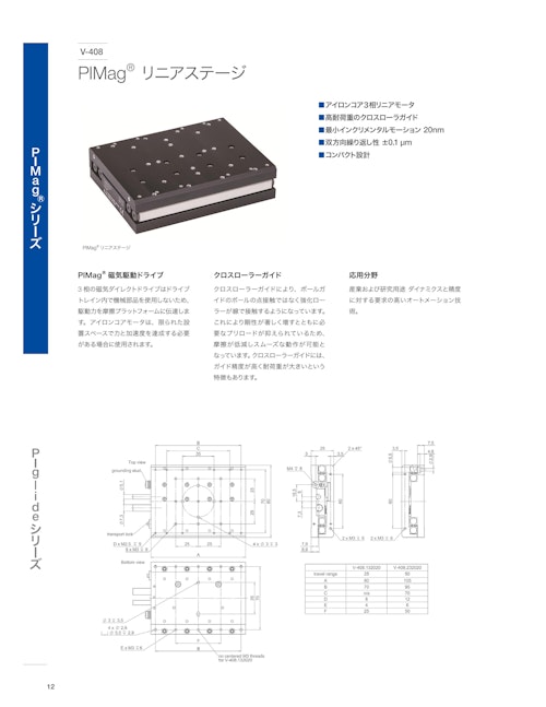 PIMag リニアステージ V-408 (ピーアイ・ジャパン株式会社) のカタログ